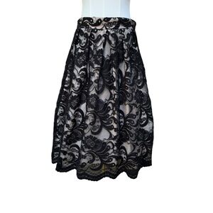 CHETTA B | Black Lace Skirt | Size 6 | Tulle Liner Formal Designer